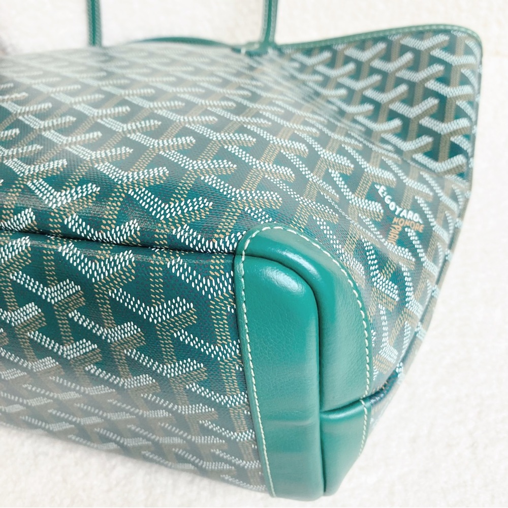 Goyard Goyardine Saint Louis PM Green Shoulder Tote Bag & Pouch - Picture 5 of 9